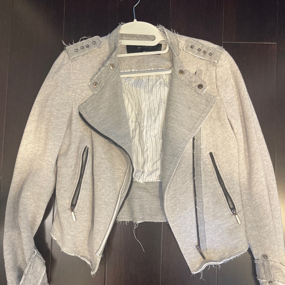 Zara‎ grey studded jacket- distressed